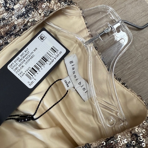 🍁Gianni Bini Brown Sequin Wrap Dress Long Sleeve V-Neck - Picture 5 of 5